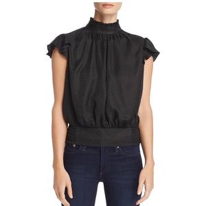 FRAME Denim Smocked Ruffled Blouse